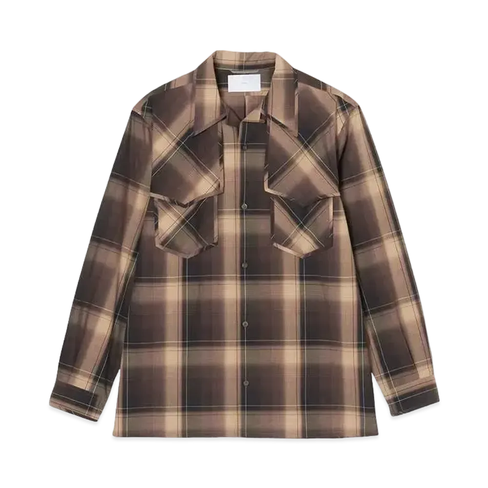 SUGARHILL OMBRE PLAID PIPING BLOUSE "BROWN X CAMEL"