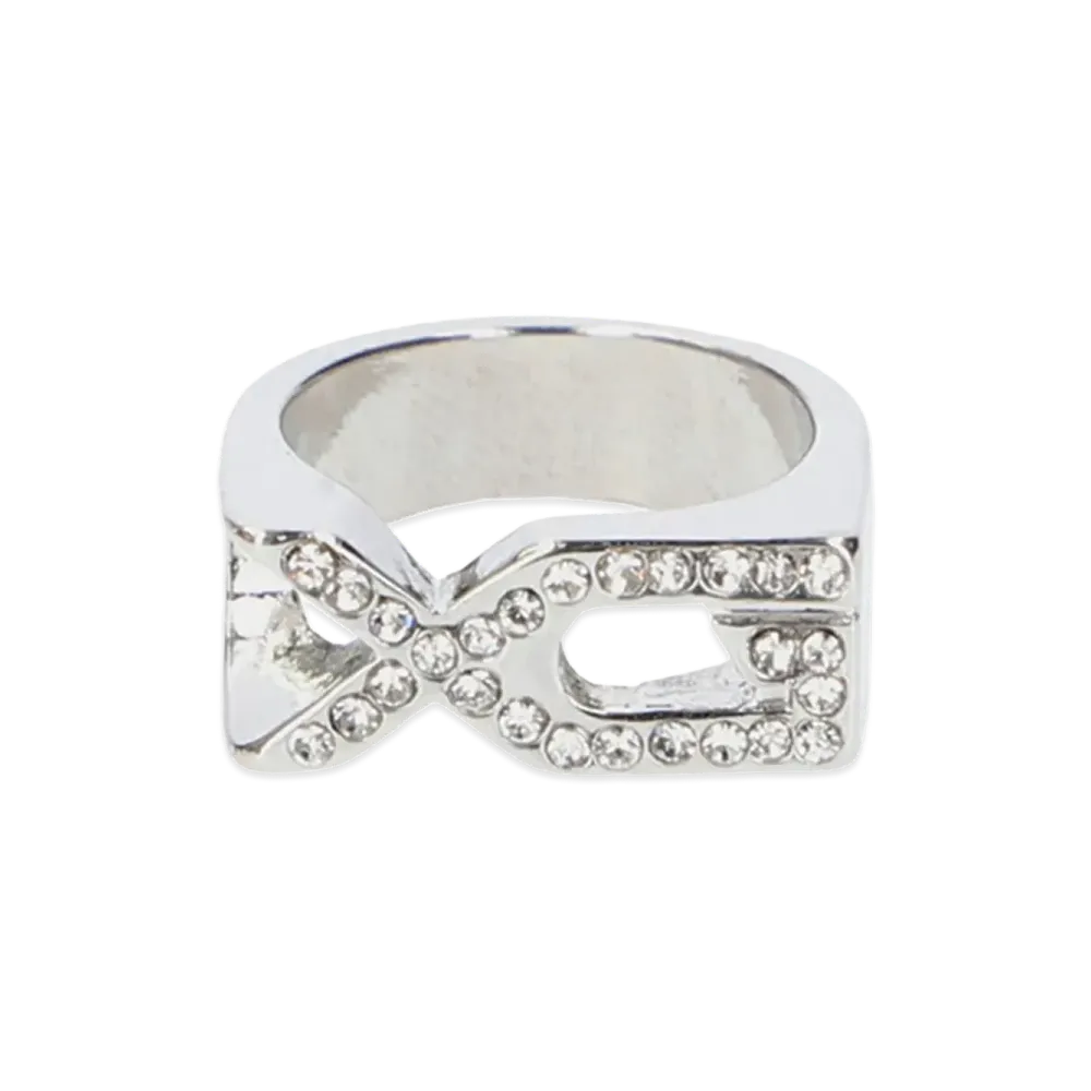 X-Girl Women's Xg Emblem Rhinestone Ring "Silver"