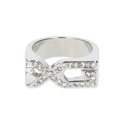 X-Girl Women's Xg Emblem Rhinestone Ring "Silver"