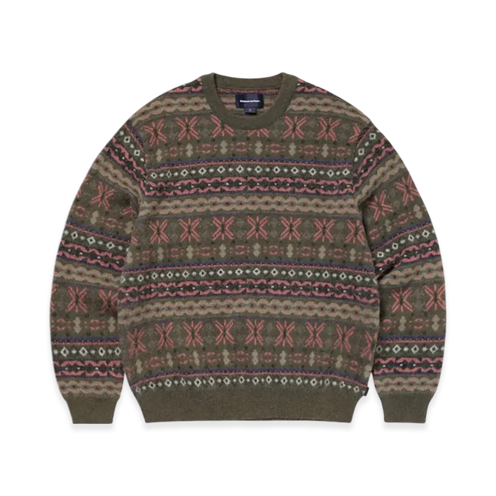 thisisneverthat Fair Isle Knit Sweater "Olive Green"