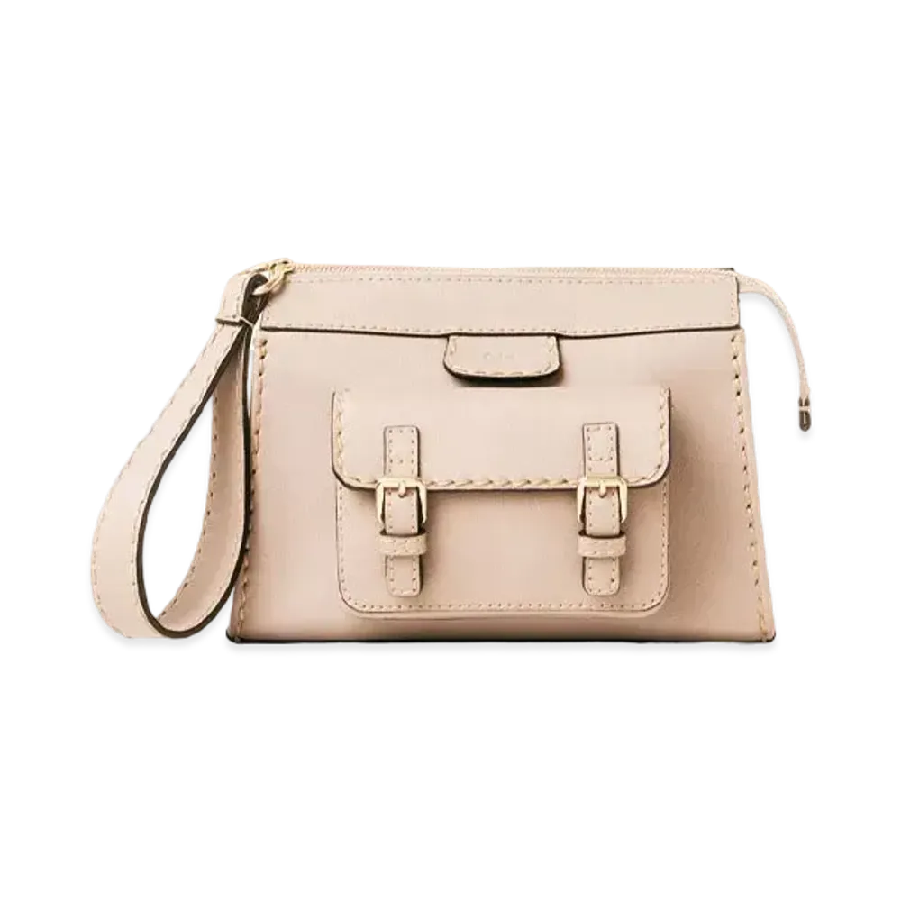 Chloe Edith Small Pouch In Buffalo Leather "Pink"