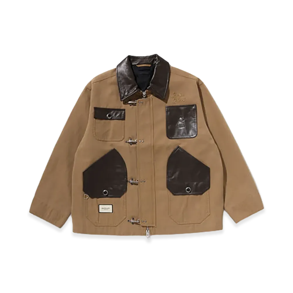 A BATHING APE Bape Black Washed Chore Work Jacket "Brown"