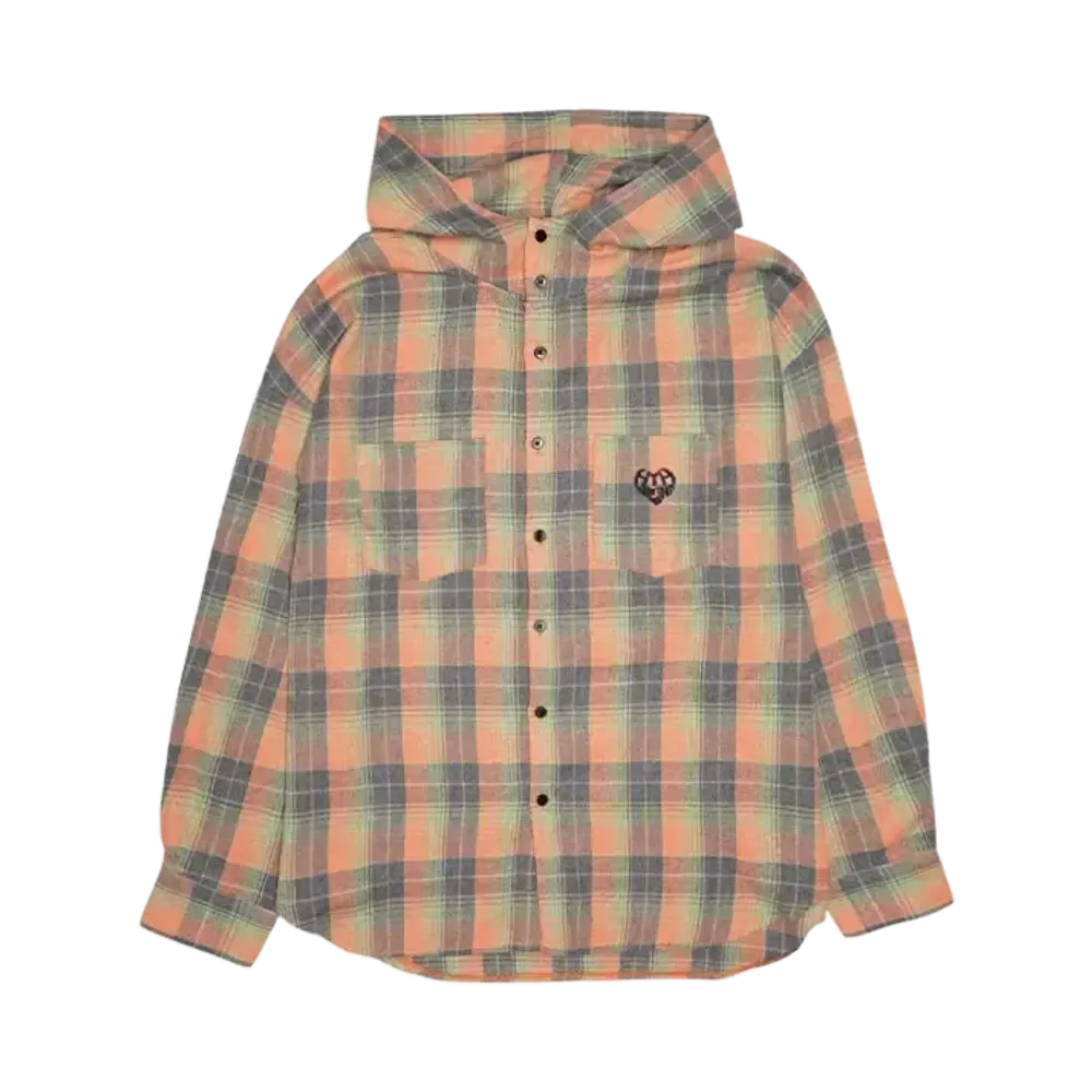 HTH check hood shirt "ORANGE"
