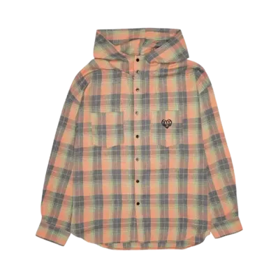 HTH check hood shirt "ORANGE"