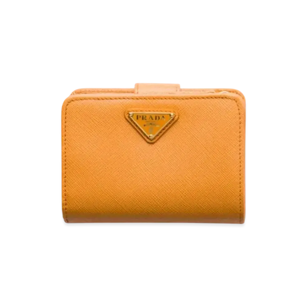 PRADA Small Saffiano Leather Wallet "Mustard Yellow"