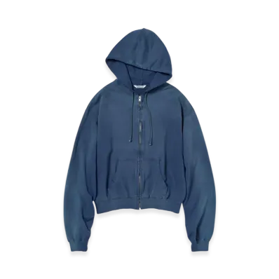 AURALEE Product Dyed Pima Light Sweat Zip Parka "Light Navy"
