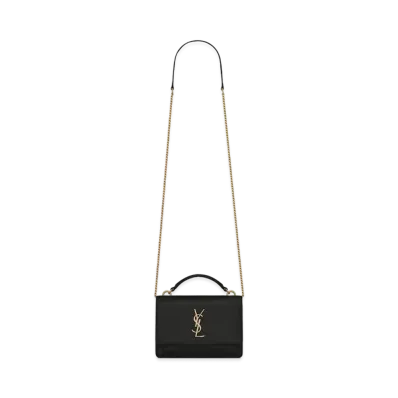 Saint Laurent Sunset Chain Wallet In Leather "Black"