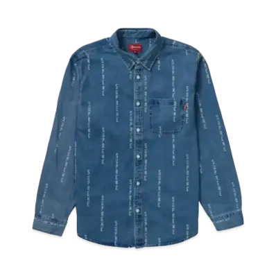 Supreme Logo Stripe Jacquard Denim Shirt (20FW) "Blue"