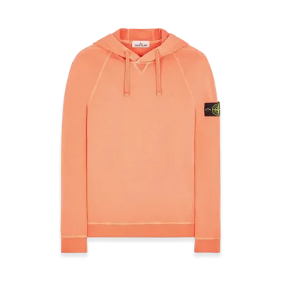 Stone Island 62160 Malfile Fleece Garment Dyed Hooded Sweatshirt - 22SS "Orange"