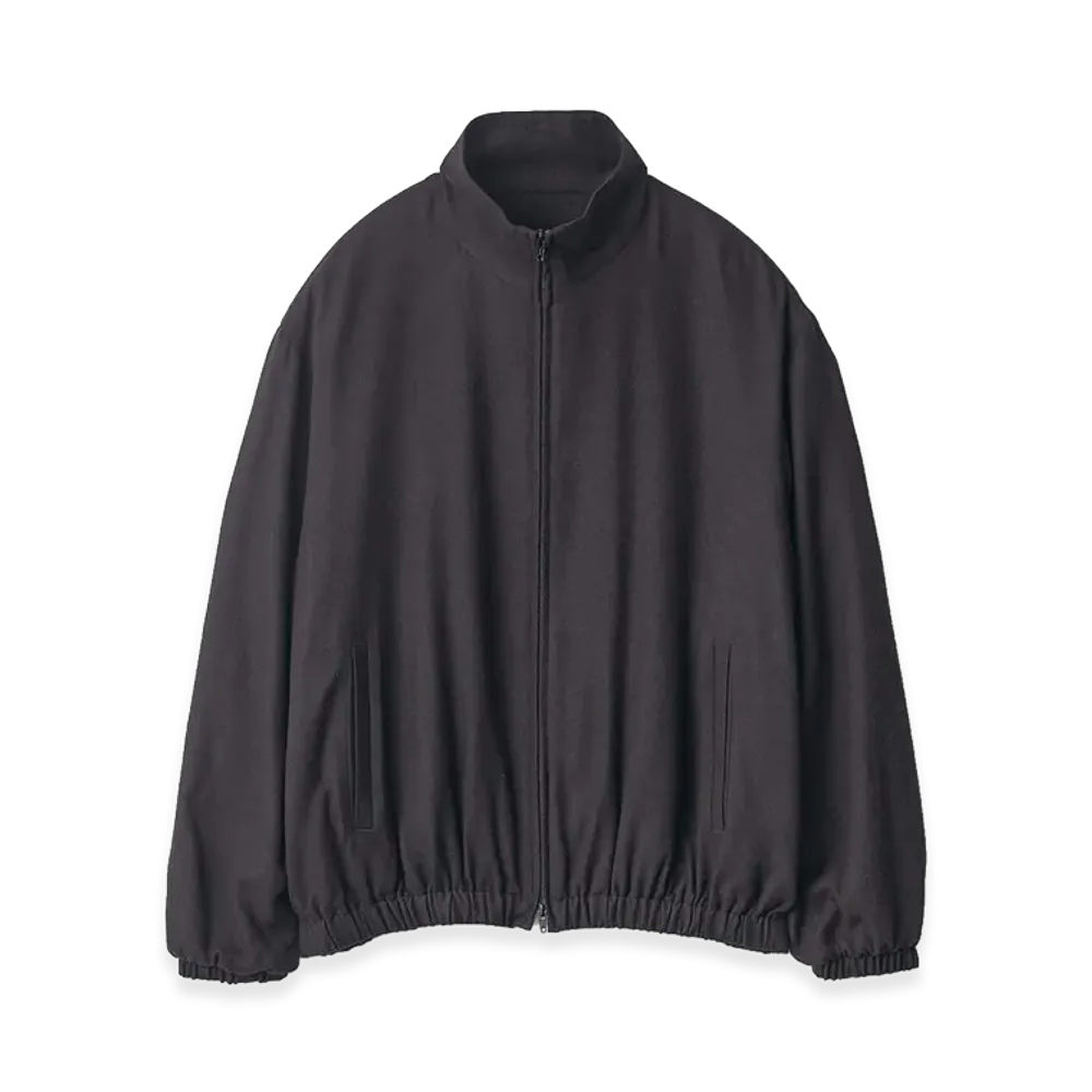 ssstein Rayon Silk Flannel Shirred Light Zip Jacket "Black"