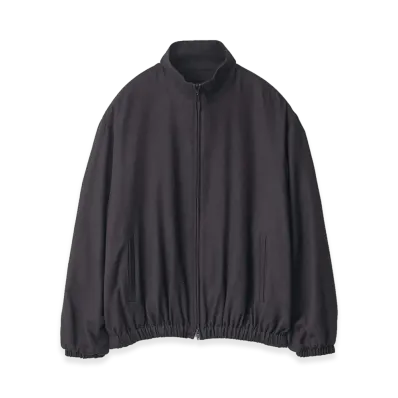 ssstein Rayon Silk Flannel Shirred Light Zip Jacket "Black"