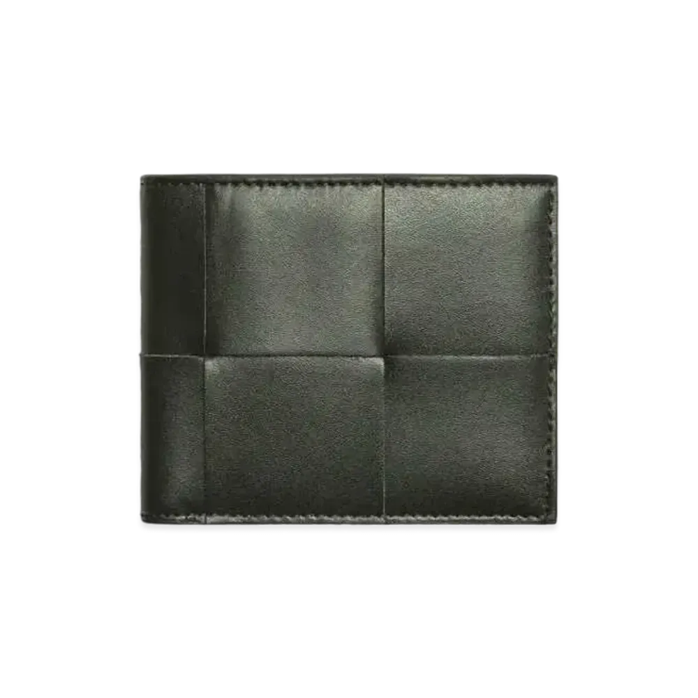 Bottega Veneta Casette Maxi Intrecciato Calfskin Bi-fold Wallet "Dark Moss"