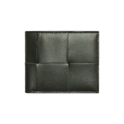Bottega Veneta Casette Maxi Intrecciato Calfskin Bi-fold Wallet "Dark Moss"
