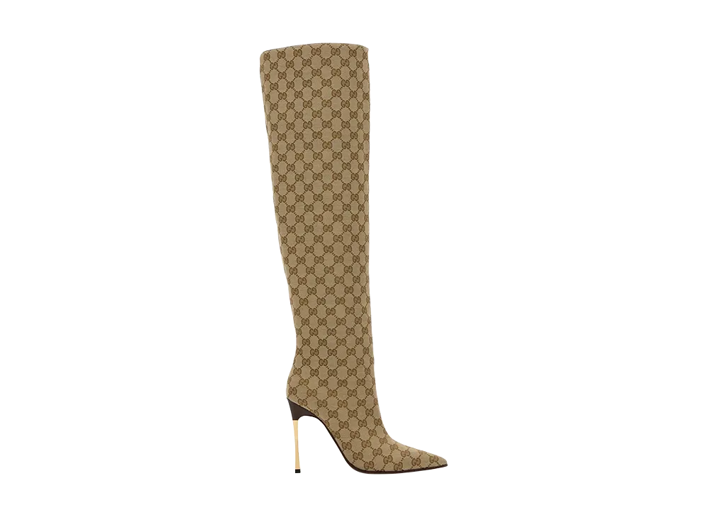 GUCCI Women's GG Fabric Boots "Beige"