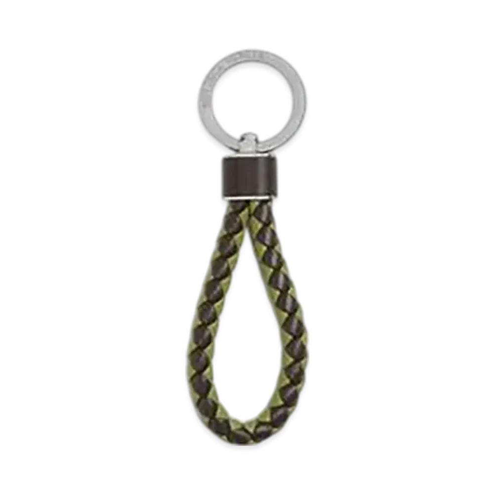 Bottega Veneta Intreccio Key Ring "Fondente/Matcha"