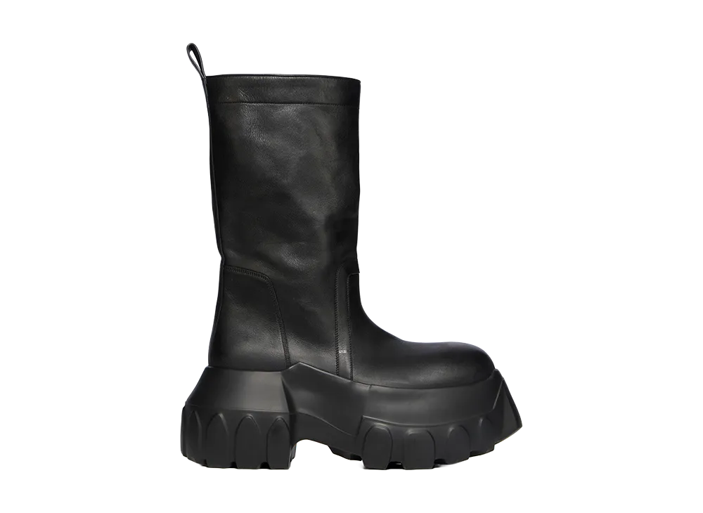 Rick Owens SS26 Pull On Mega Tractor Boot Washed Calf Leather "Black"