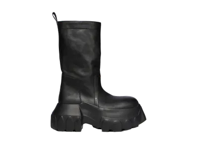 Rick Owens SS26 Pull On Mega Tractor Boot Washed Calf Leather "Black"