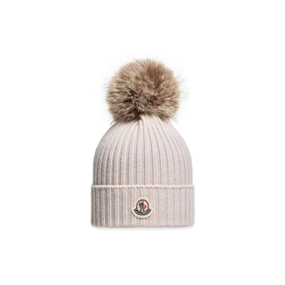 MONCLER Kids Beanie Hat "Light Beige"