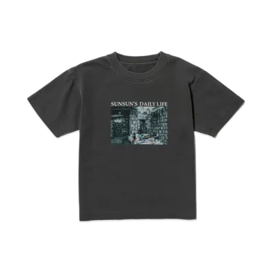 B:MING by BEAMS x PUPPET SUNSUN Kids / Fade Photo Print T-Shirt Book "InkBlack"