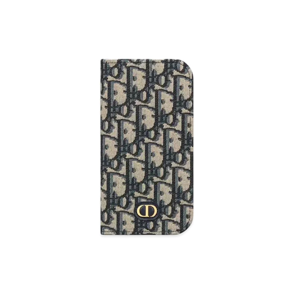 Dior 30 Montaigne iPhone 16 Notebook Type Case Dior Oblique Jacquard "Blue"