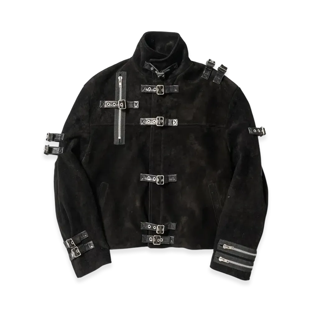 doublet Buckle Overrload Leather Jacket "Black Suede"