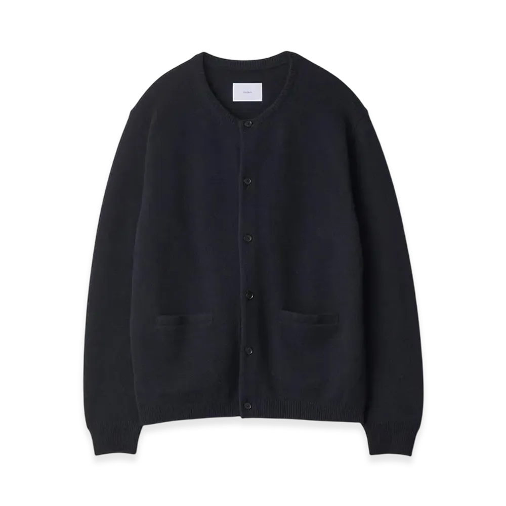 ssstein Extra Fine Wool Knit Crew Neck Cardigan "Dark Navy"