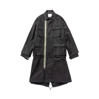 WTAPS x sacai Cotton Back Satin Coat / Coat / Cotton Back Satin "Black"