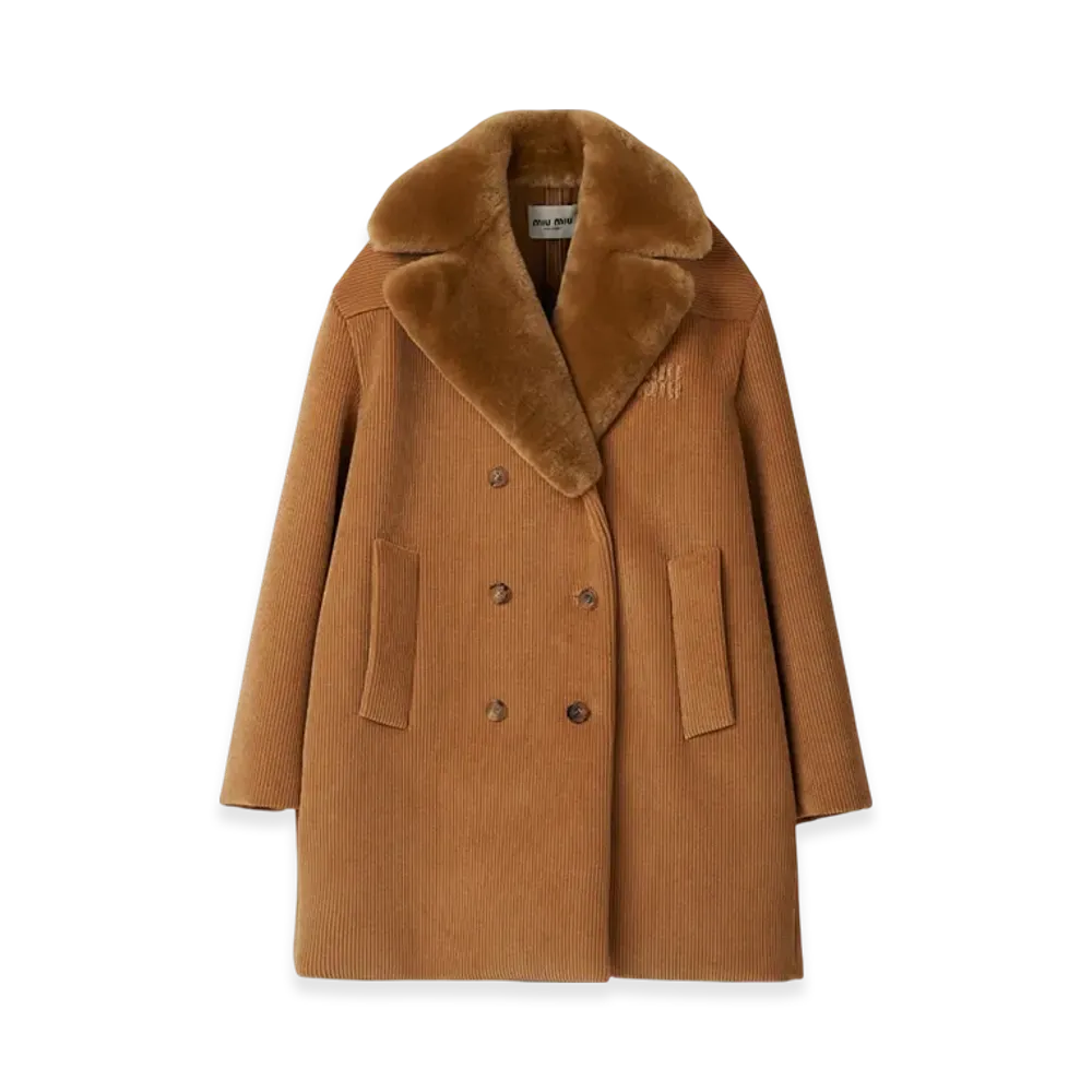 MIU MIU Women's Corduroy Blouson Jacket "Camel Brown"