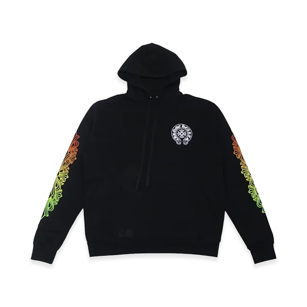 Chrome Hearts Gradation Floral Cross Sleeve Hoodie "Black/Multi"