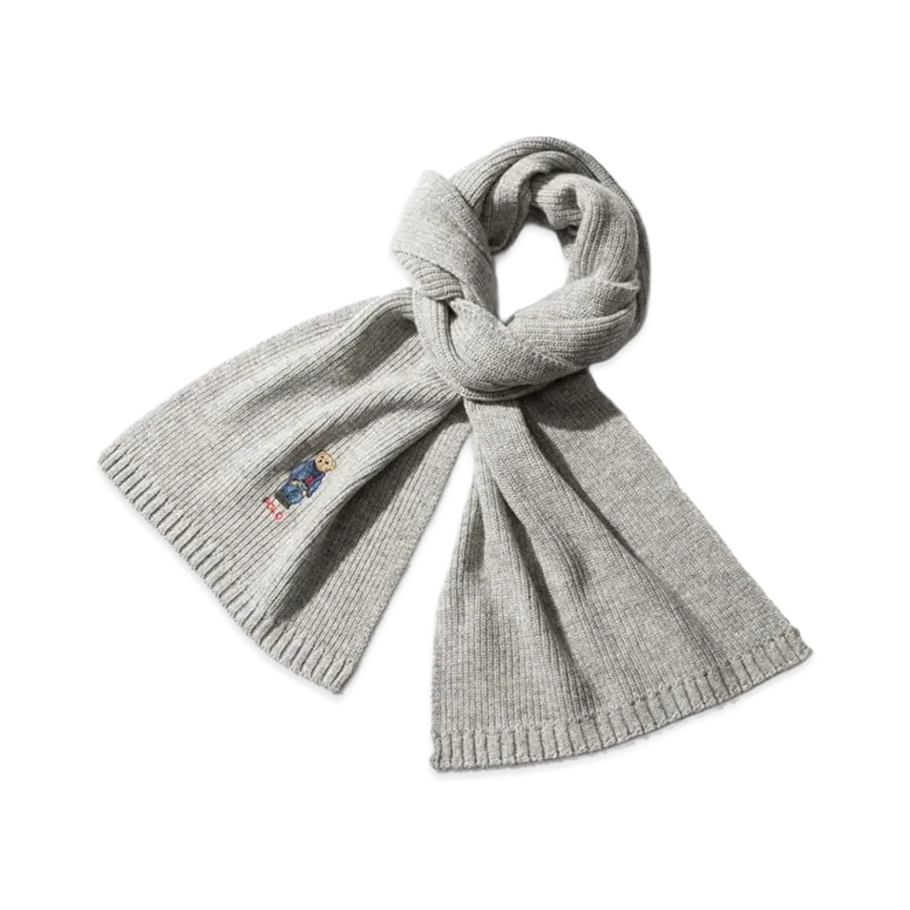 Polo Ralph Lauren Solid Denim Bear Scarf "Andover Hthr"