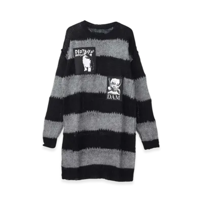 HYSTERIC GLAMOUR Destroy All Monsters Dam Monster Crash Border Dress "Gray"