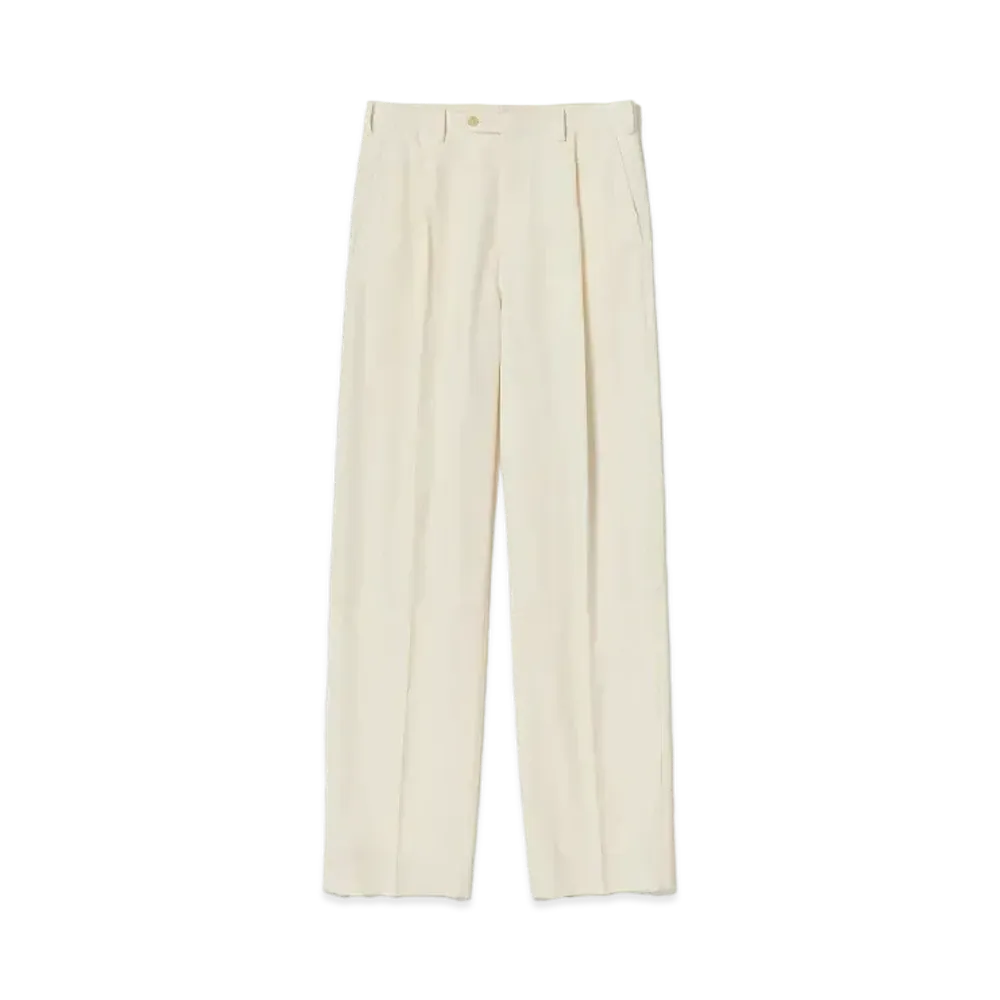 AURALEE Tropical Wool Kid Mohair Slacks "Gray Beige"