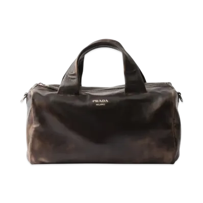 PRADA Nappa Leather Duffle Bag "Dark Brown"