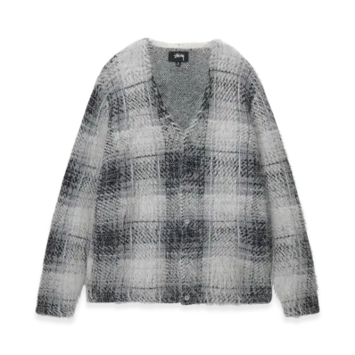 Stussy Hairy Plaid Cardigan "White"