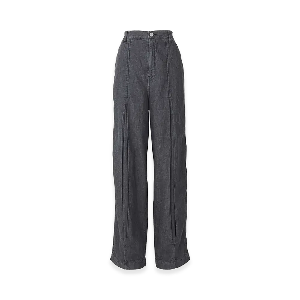 HYSTERIC GLAMOUR Women's Cotton Linen Denim Tuck Pants "Black"
