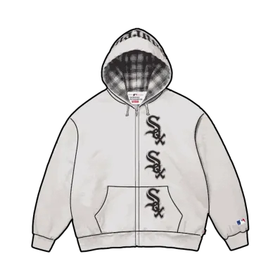 Supreme x Chicago White Sox Zip Up Hooded Sweatshirt "Ash Grey"