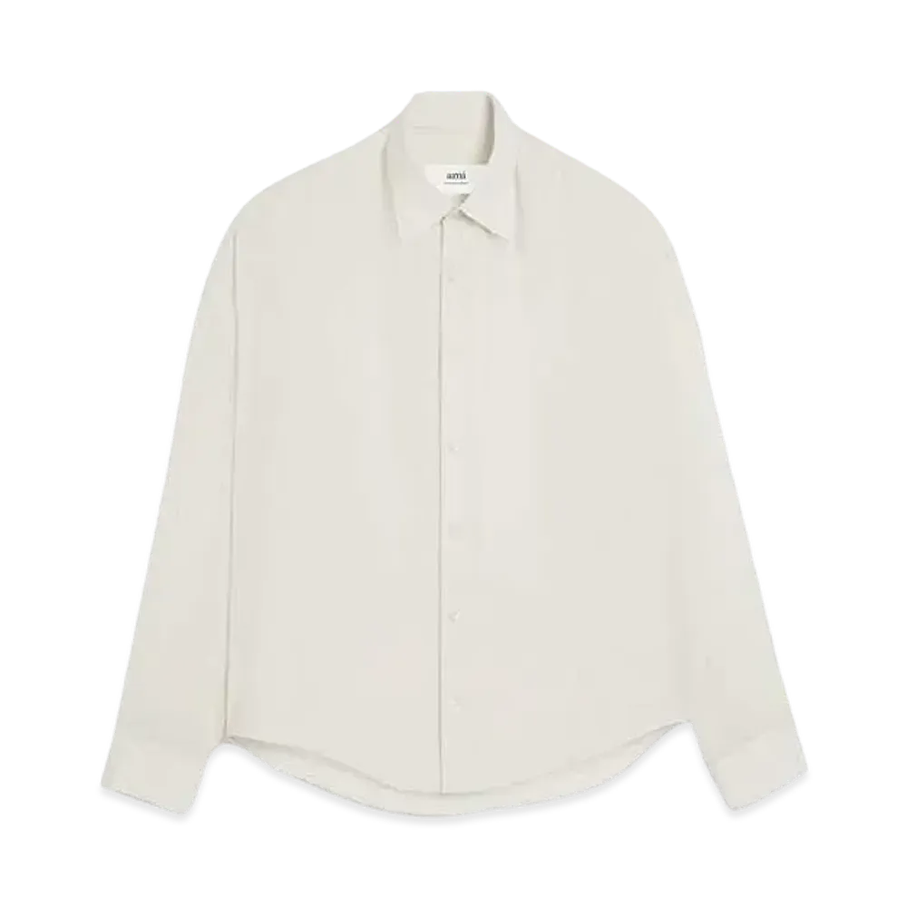 AMI PARIS Viscose Crepe Boxy Fit Shirt "Chalk "