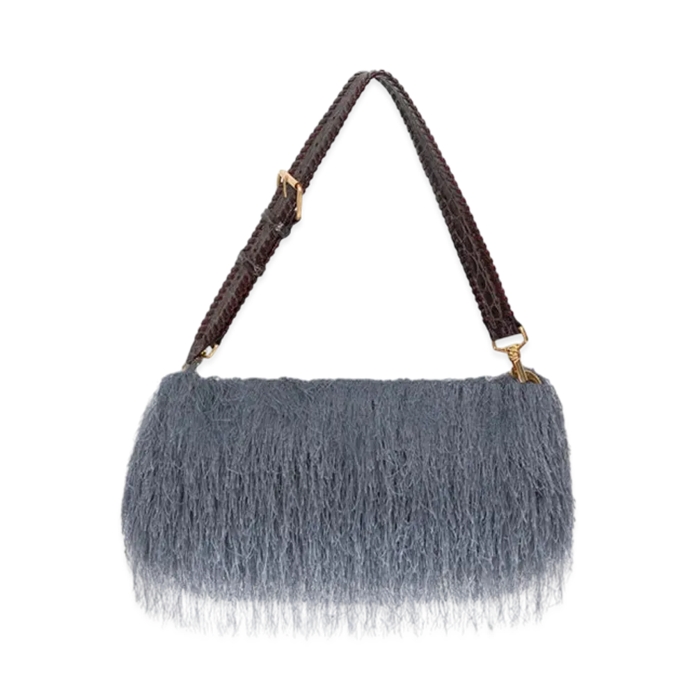 DRIES VAN NOTEN Women's Fringed Shoulder Bag "Dark grey"