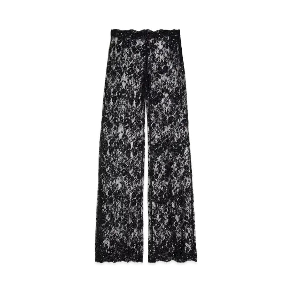 BALENCIAGA Women's Embroidered Lace Pants "Black"