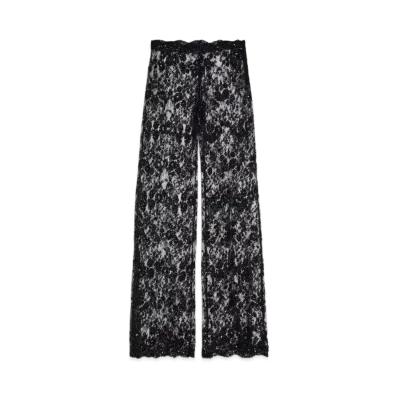 BALENCIAGA Women's Embroidered Lace Pants "Black"