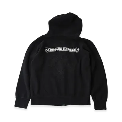 Chrome Hearts Cemetery Scroll Label Zip Up Hoodie "Black"
