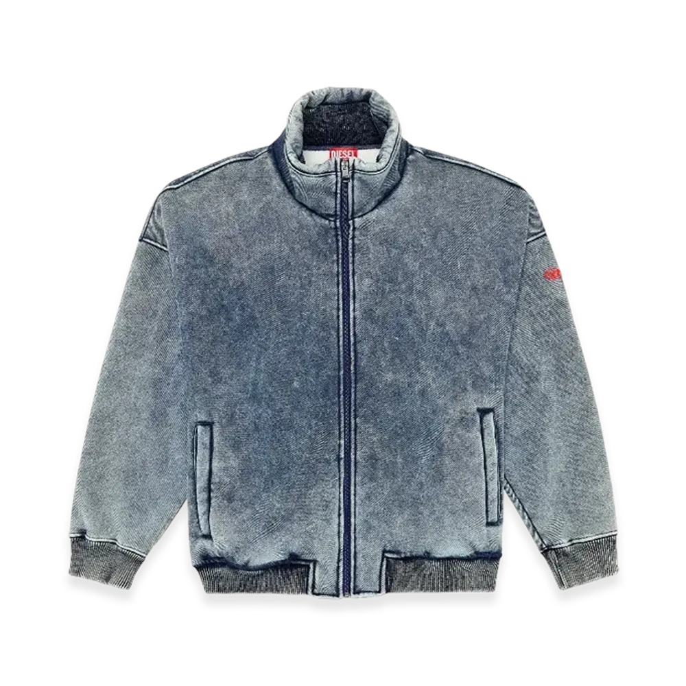 Diesel S-Batel Jacket In Teddy-Bonded Jersey "Blue"
