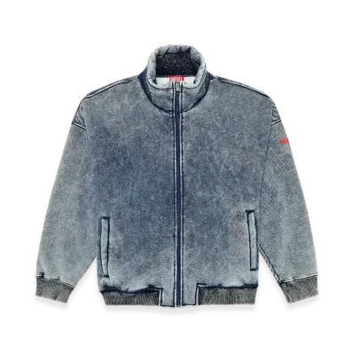 Diesel S-Batel Jacket In Teddy-Bonded Jersey "Blue"