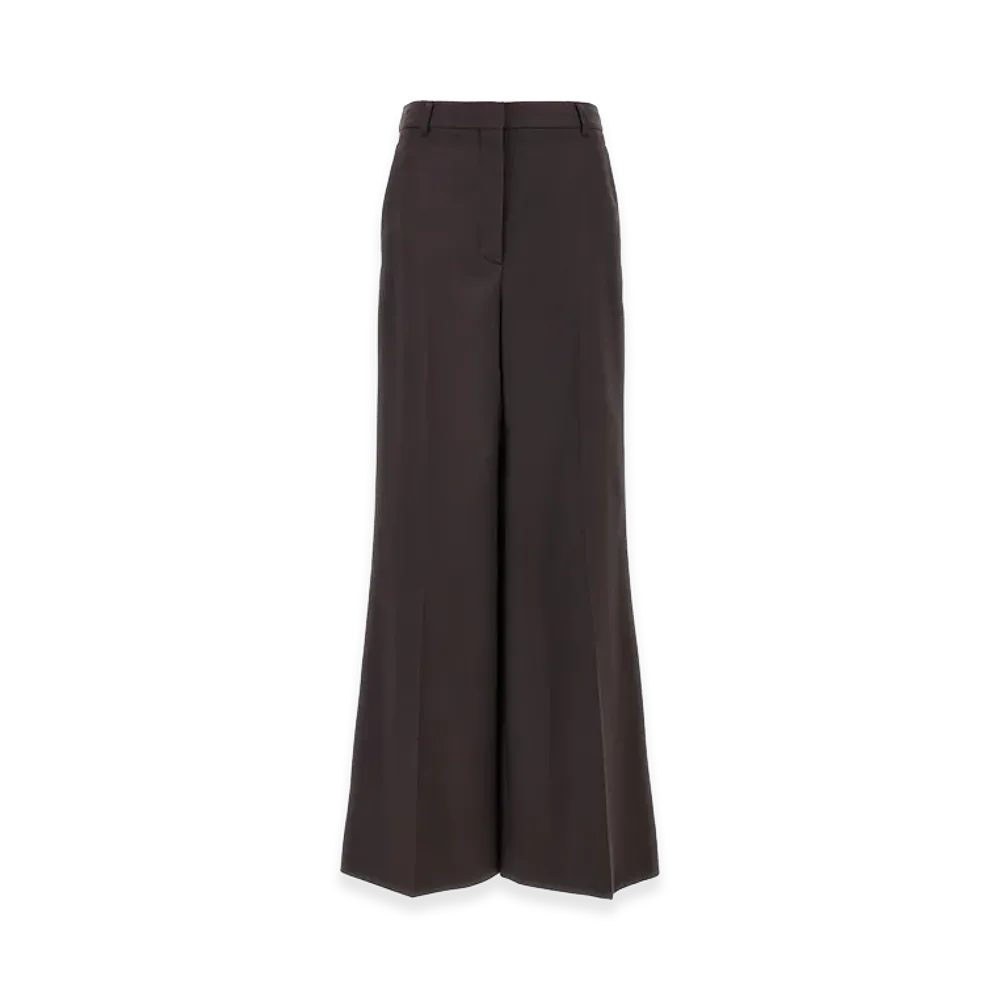 STELLA McCARTNEY Women's Flannel Wide-Leg Pant "Brown/Chocolate"