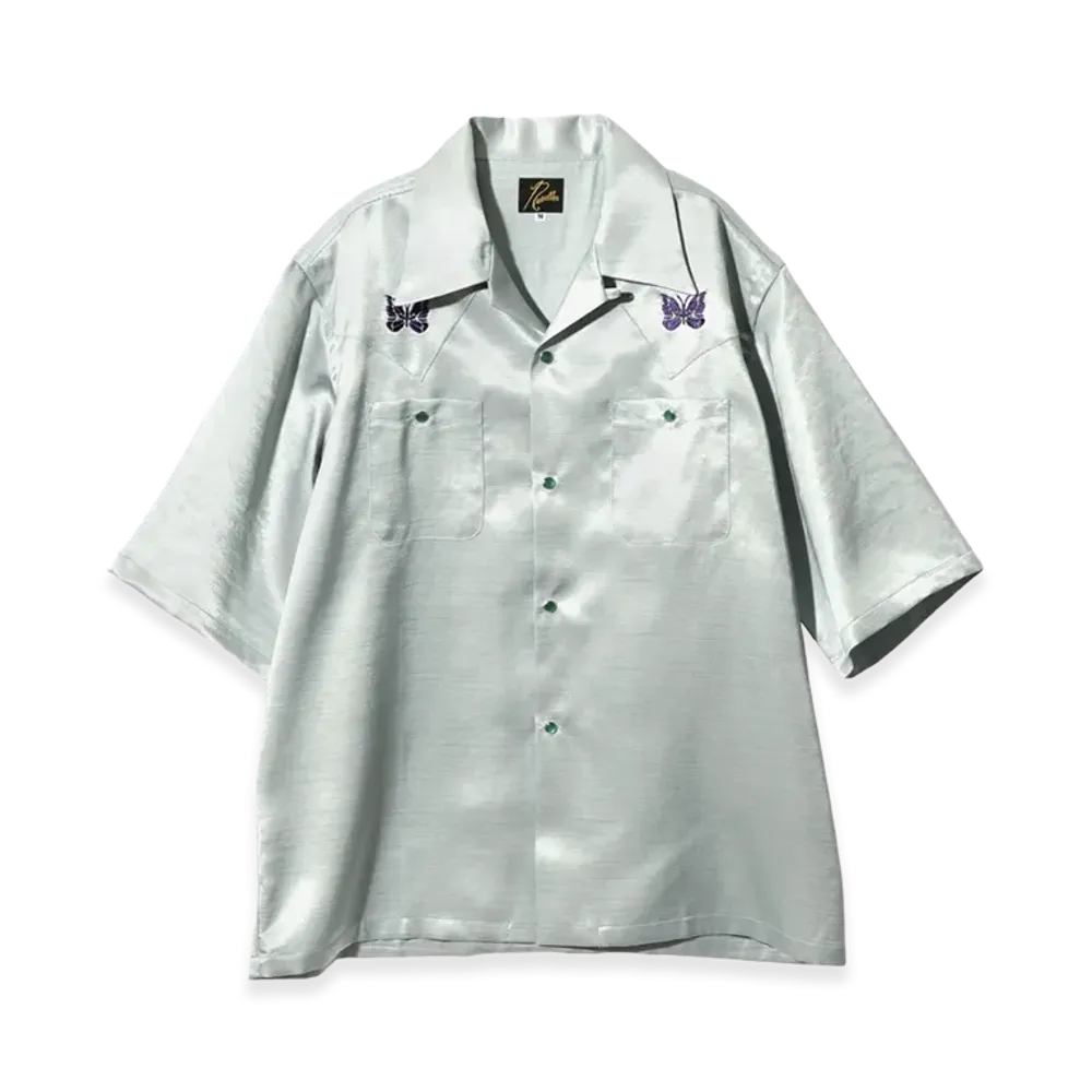 NEEDLES S/S Cowboy One-Up Poly Slub Sateen Shirt "Blue"