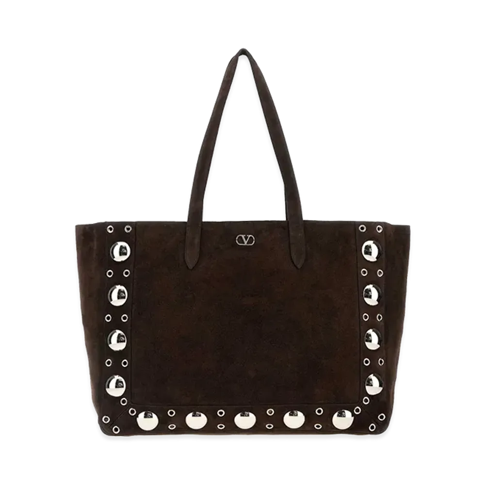 Valentino Suede Nellcote Shopping Bag "Dark Brown"