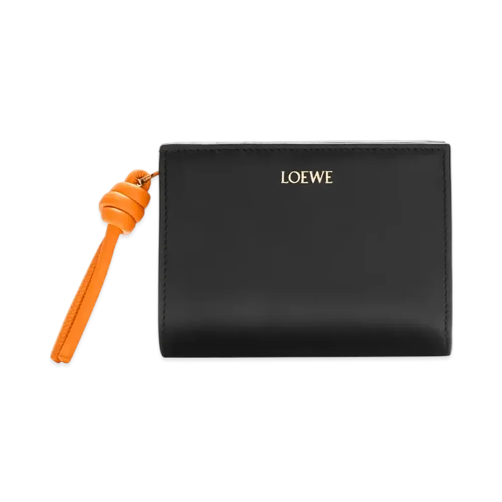 LOEWE Knot Compact Wallet "Black/Bright Orange"