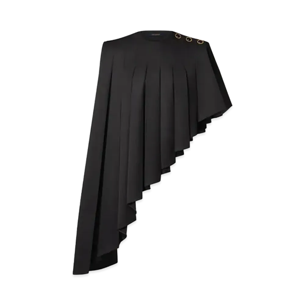Louis Vuitton Asymmetrical Pleated Cape "Noir"