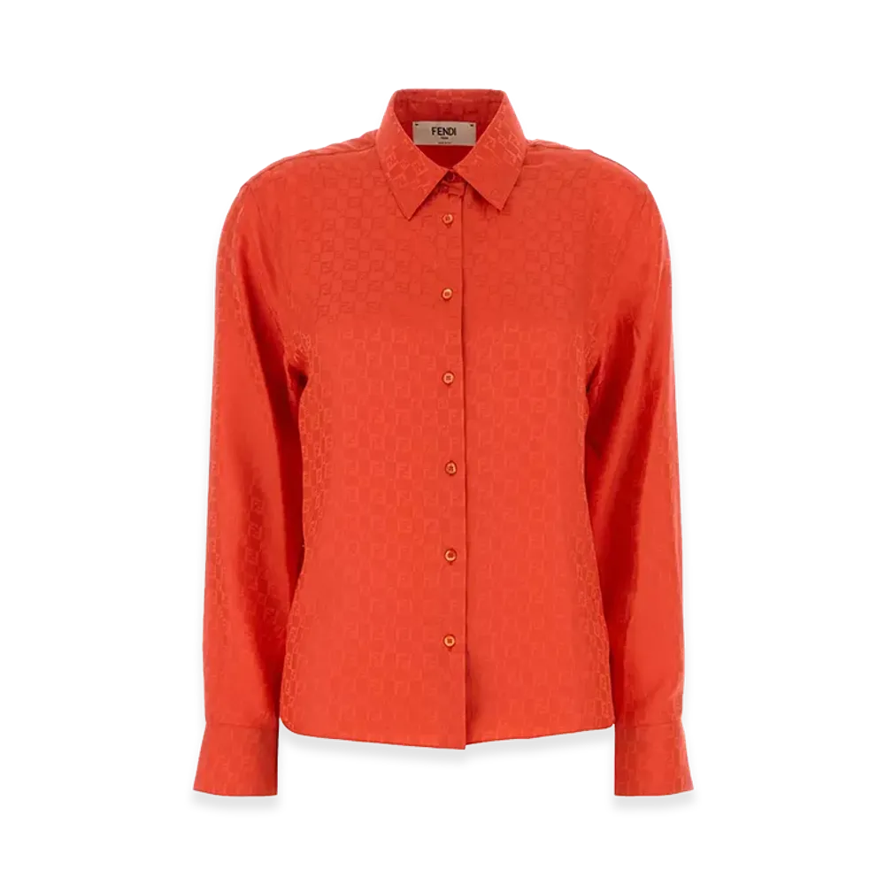 FENDI Women's Colar Jacquard Shirt "Red"