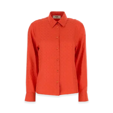 FENDI Women's Colar Jacquard Shirt "Red"